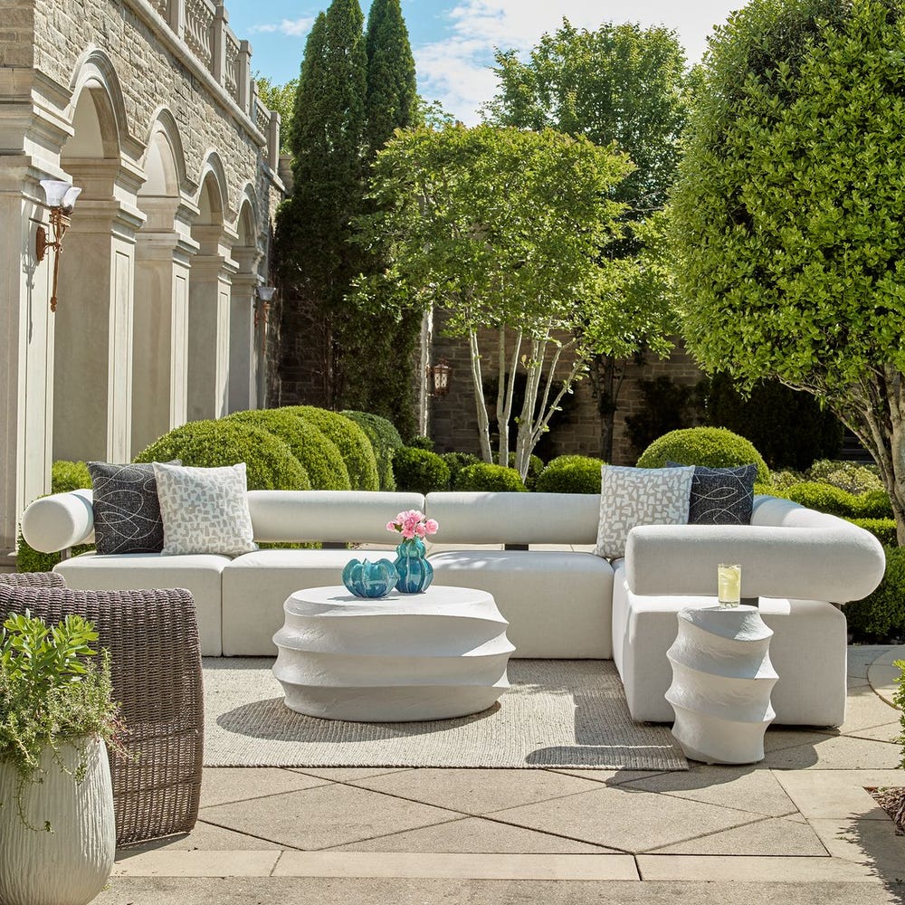 Uttermost Winded White Concrete Coffee Table ~ Indoor And Outdoor Use - Image 2