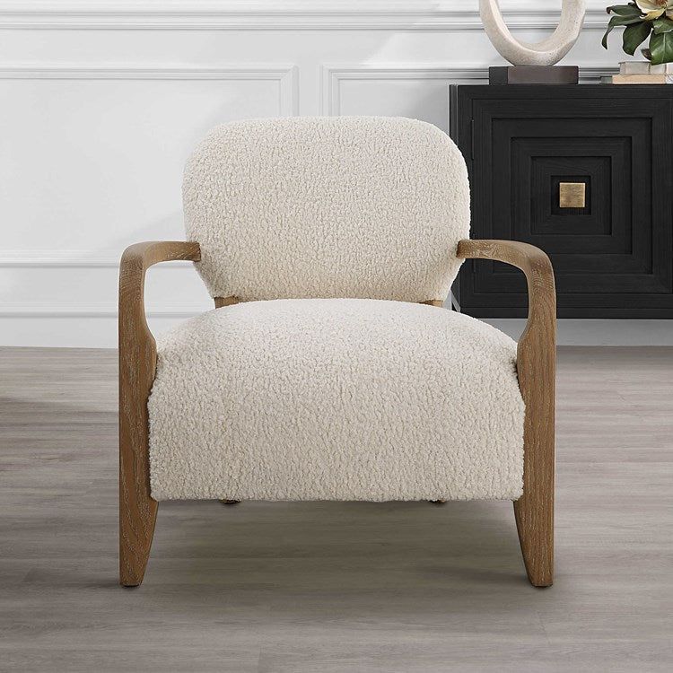 Uttermost Telluride Natural Faux Shearling Low Profile Accent Chair - Image 3