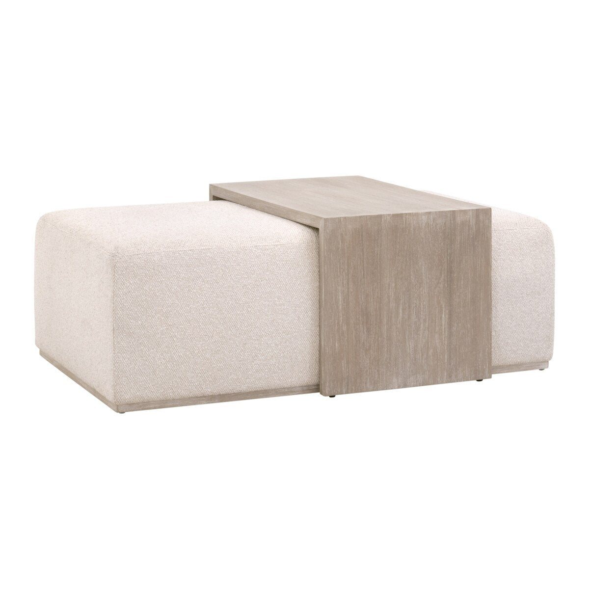 Essentials For Living Dovetail Upholstered Coffee Table ~ LiveSmart Gellar-Linen, Natural Gray Acacia - Image 2
