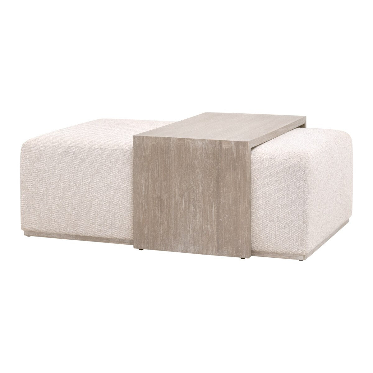 Essentials For Living Dovetail Upholstered Coffee Table ~ LiveSmart Gellar-Linen, Natural Gray Acacia - Image 3