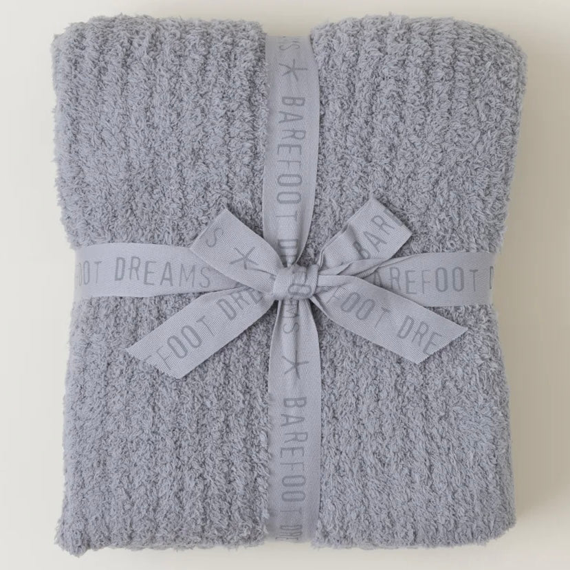 Barefoot Dreams CozyChic Dove Gray Ribbed Throw Blanket - Image 1