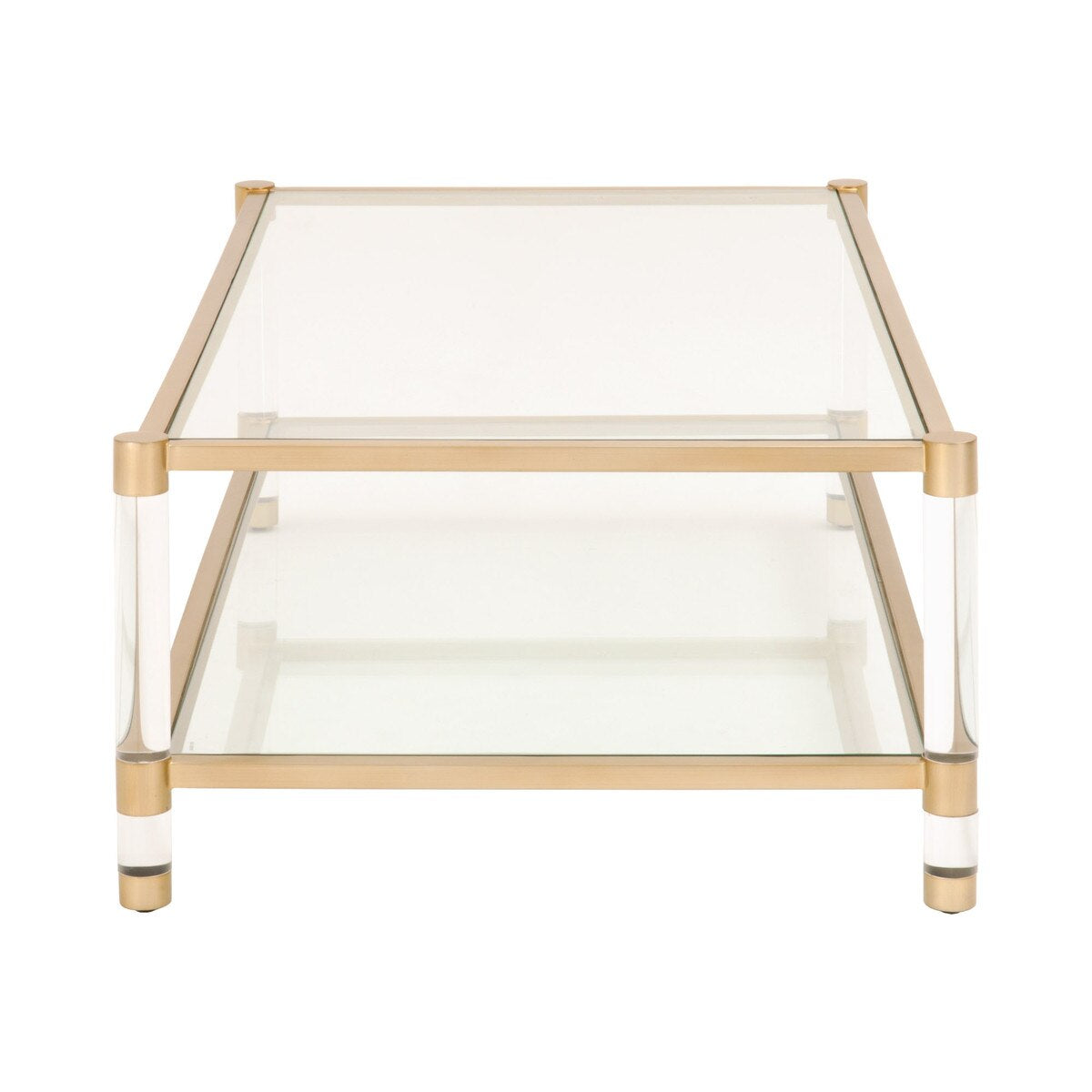 Essentials For Living Nouveau Coffee Table ~ Brushed Brass, Lucite, Clear Glass - Image 3