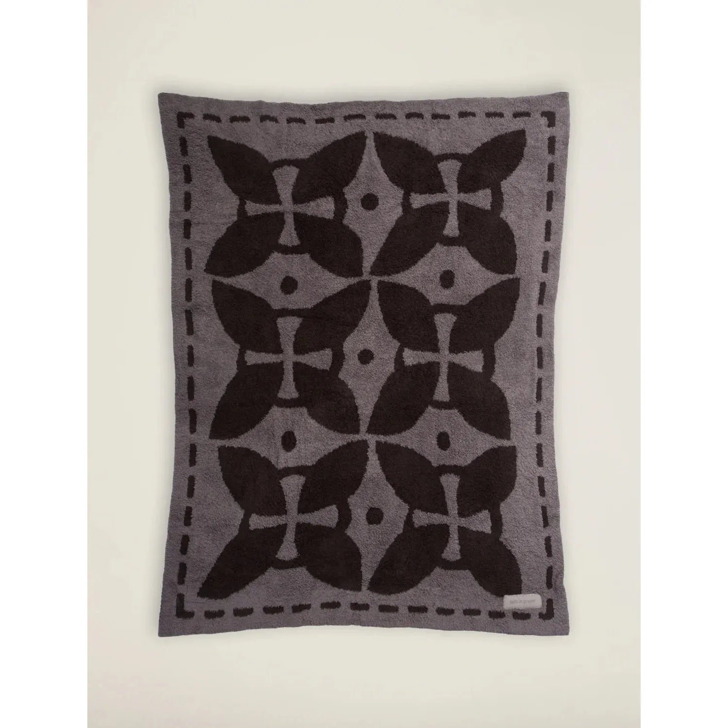 Barefoot Dreams CozyChic Covered in Prayer Throw Blanket ~ Charcoal and Espresso Faith in Prayer - Image 2