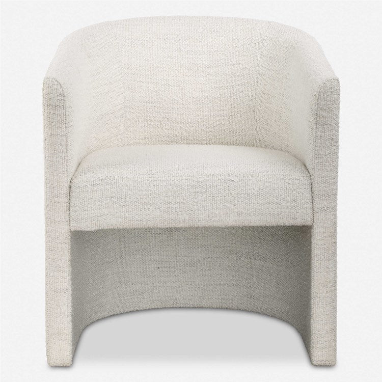 Uttermost Encompass White Boucle Barrel Back Dining Chair - Image 2