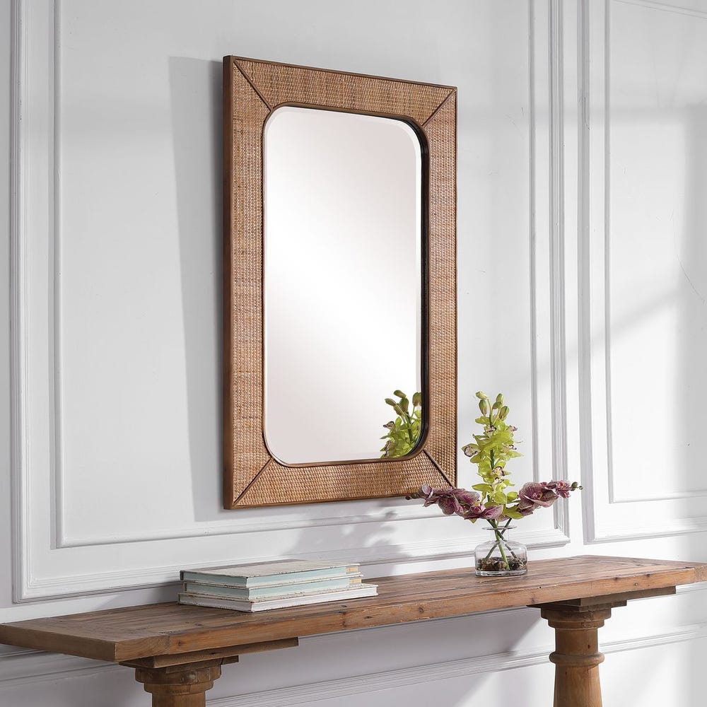Uttermost Tahiti Woven Rattan Warm Maple Stain Mirror - Image 2