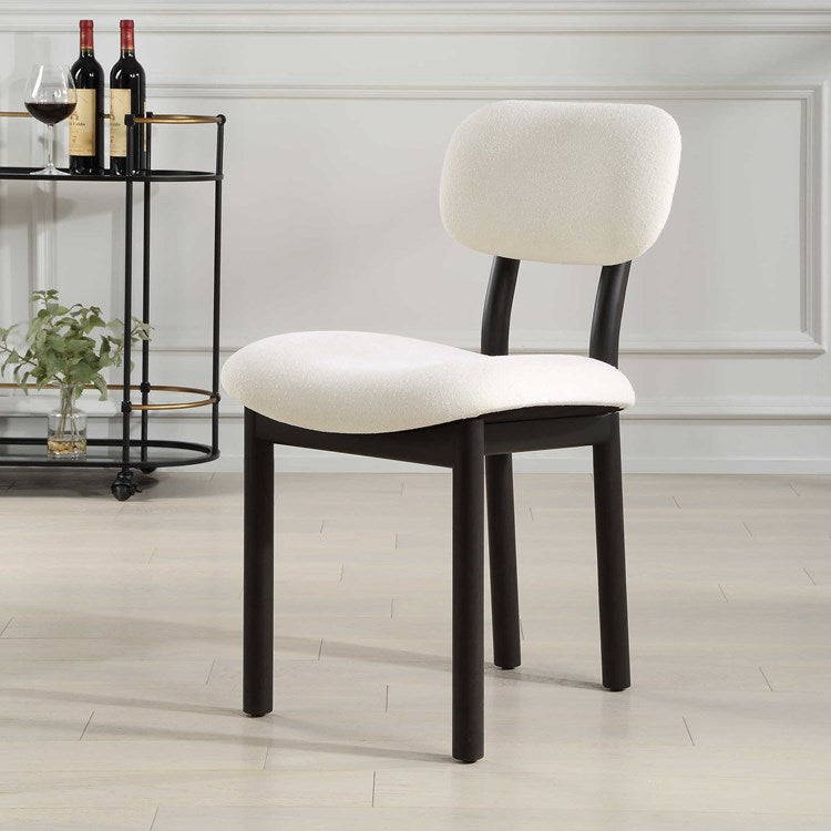 Uttermost Sculpt White Unholstered Fabric Set of 2 Dining Chairs - Image 3