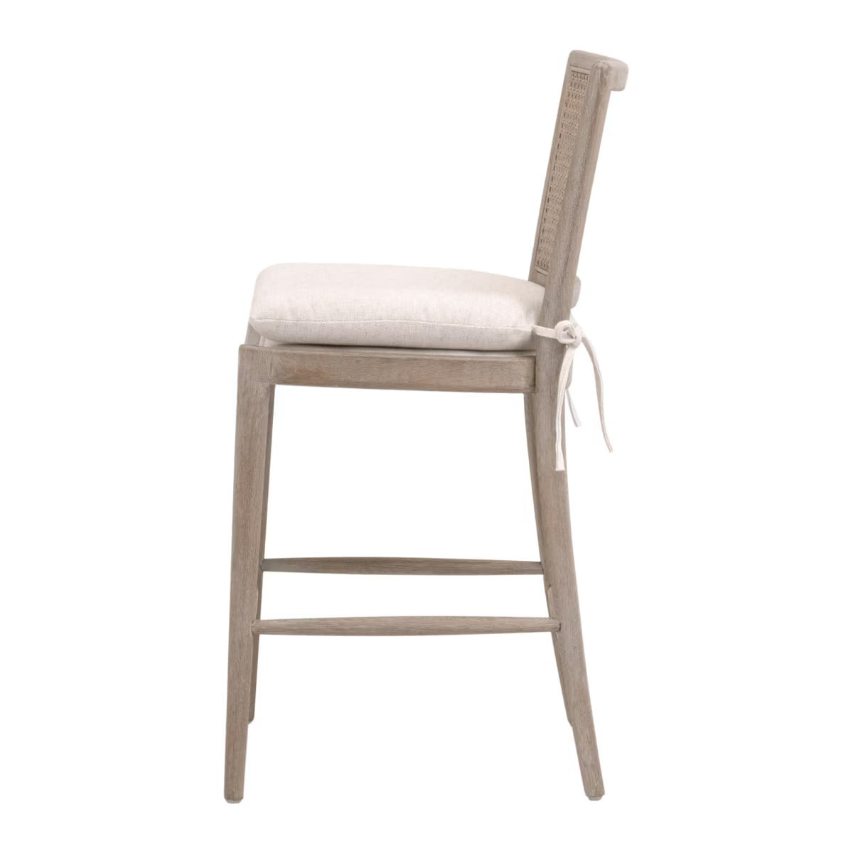 Essentials For Living Blume Counter Stool ~ Textured Cream Linen Fabric With Natural Gray Oak & Cane Frame - Image 3