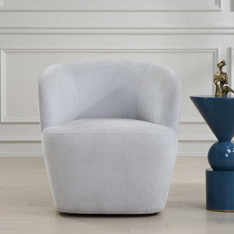 Uttermost Mist Cloud Blue Barrel Swivel Chair - Image 1