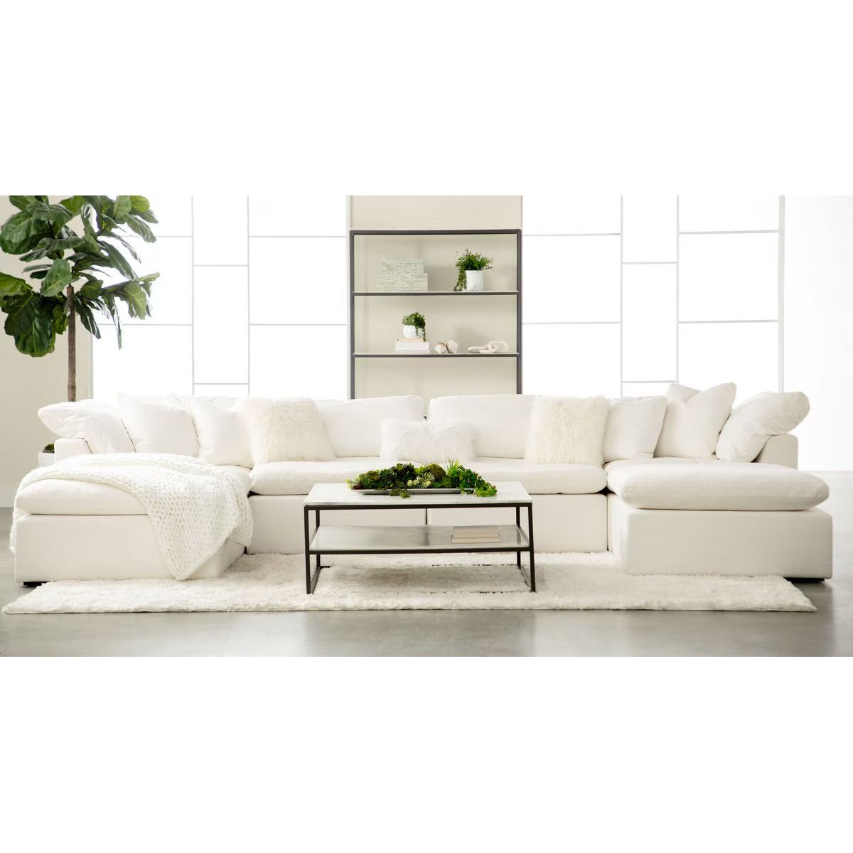 Essentials For Living Sky Modular Ottoman ~ LiveSmart Peyton-Pearl Performance Fabric - Image 3