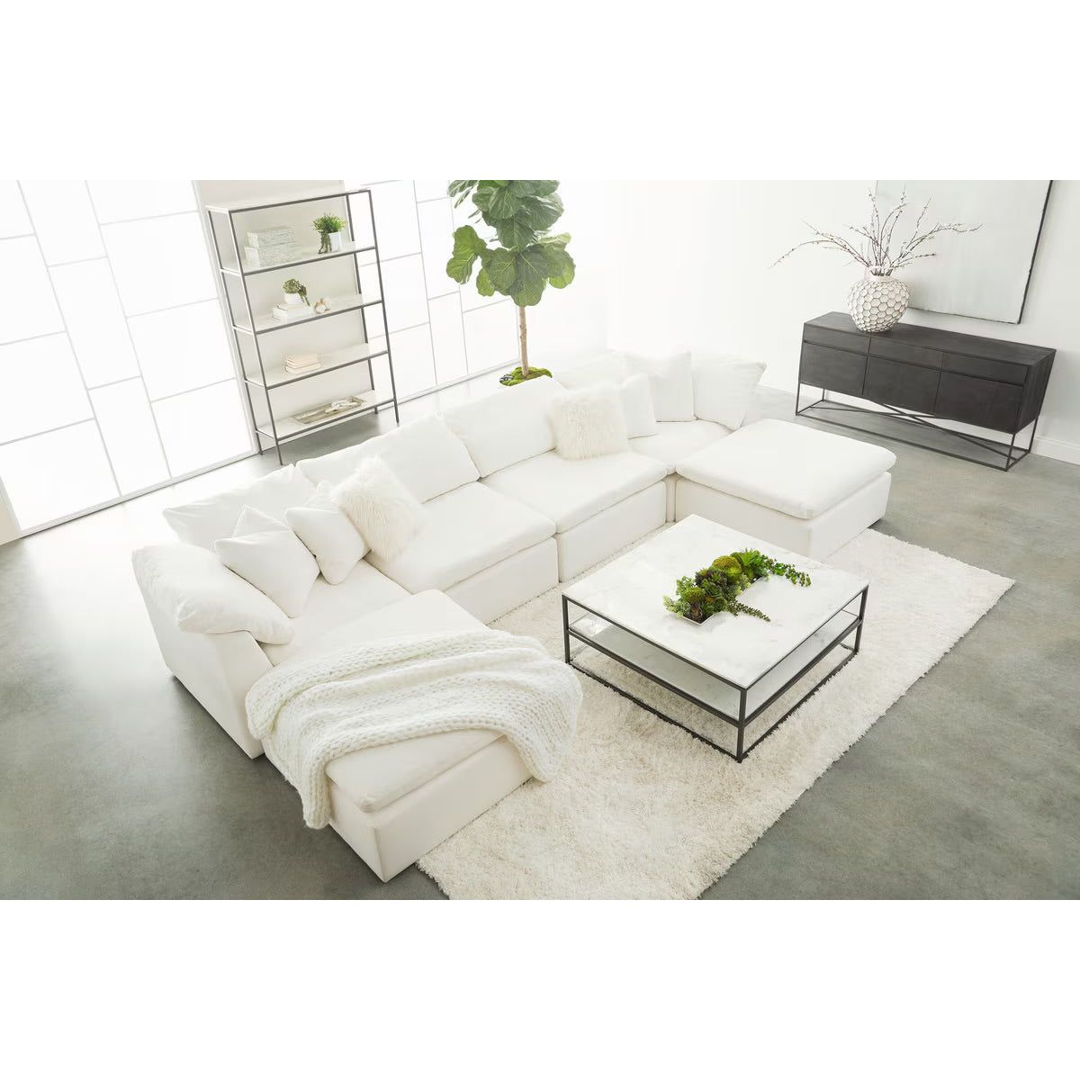 Essentials For Living Sky Modular Corner Chair LiveSmart Peyton-Pearl Performance Fabric - Image 3