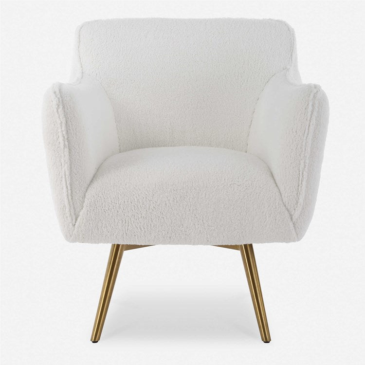 Uttermost Oasis Plush White Faux Sheepskin Swivel Chair - Image 3