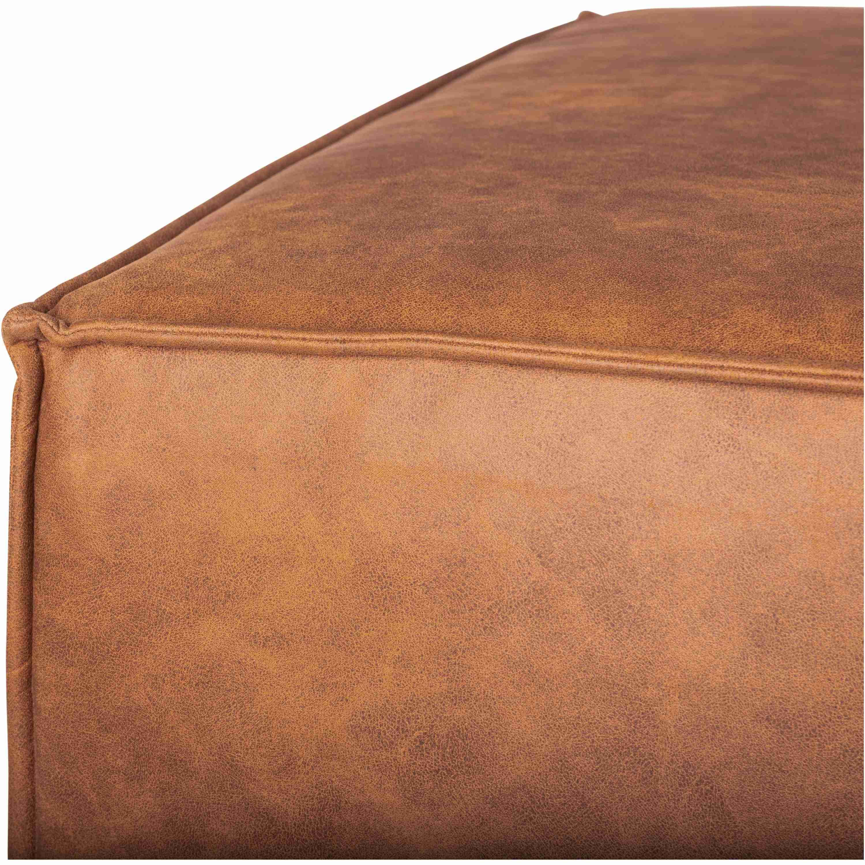 Surya Medford Modern Rustic Faux Brown Leather Ottoman MEF-001 - Image 3