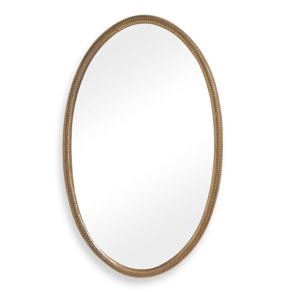 Uttermost Ellis Beaded Antique Brass Oval Mirror - Image 2