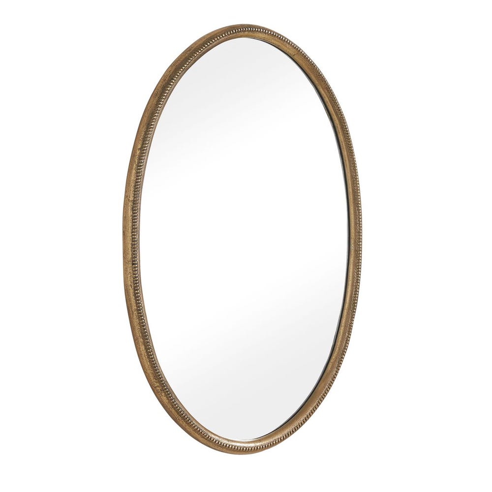 Uttermost Ellis Beaded Antique Brass Oval Mirror - Image 3