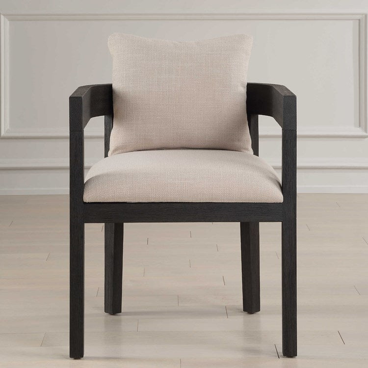 Uttermost Balboa Beige Linen Blend Fabric Dining Armchair - Image 2