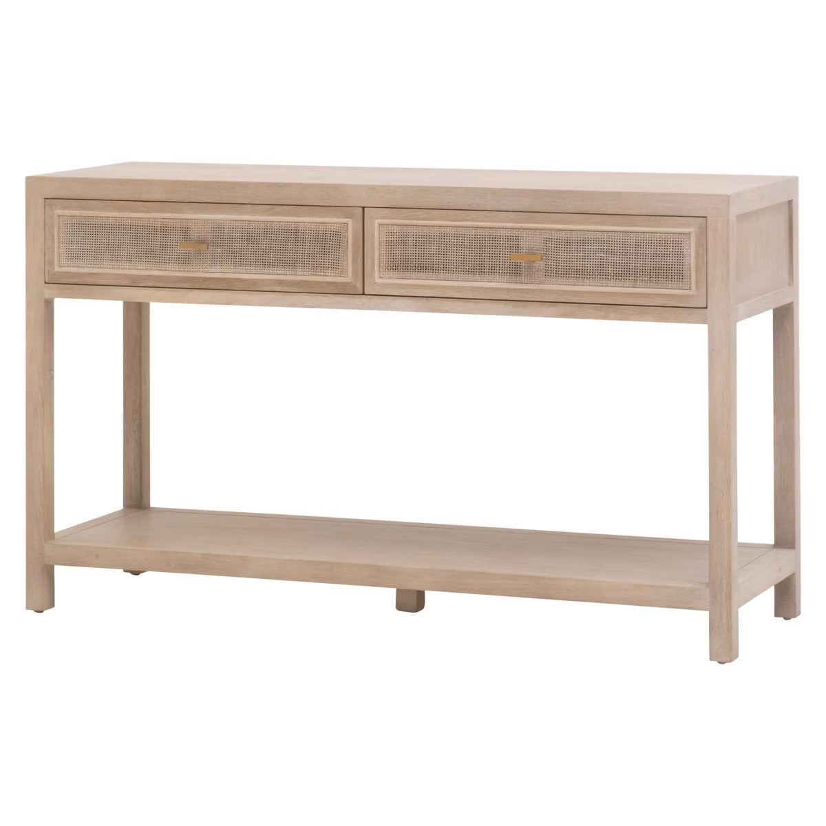 Essentials For Living Cane 2-Drawer Console Table ~ Smoke Gray Oak, Smoke Gray Cane - Image 3