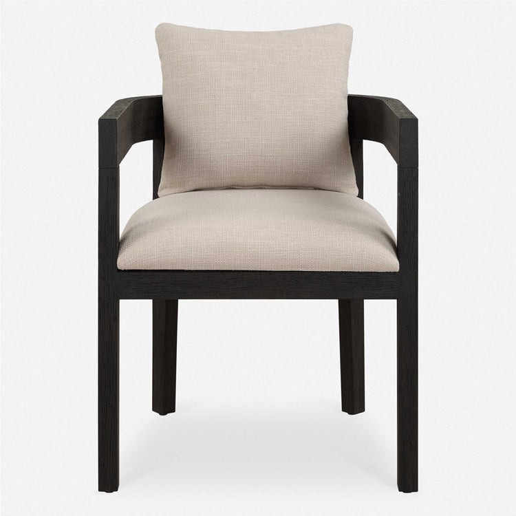 Uttermost Balboa Beige Linen Blend Fabric Dining Armchair - Image 3