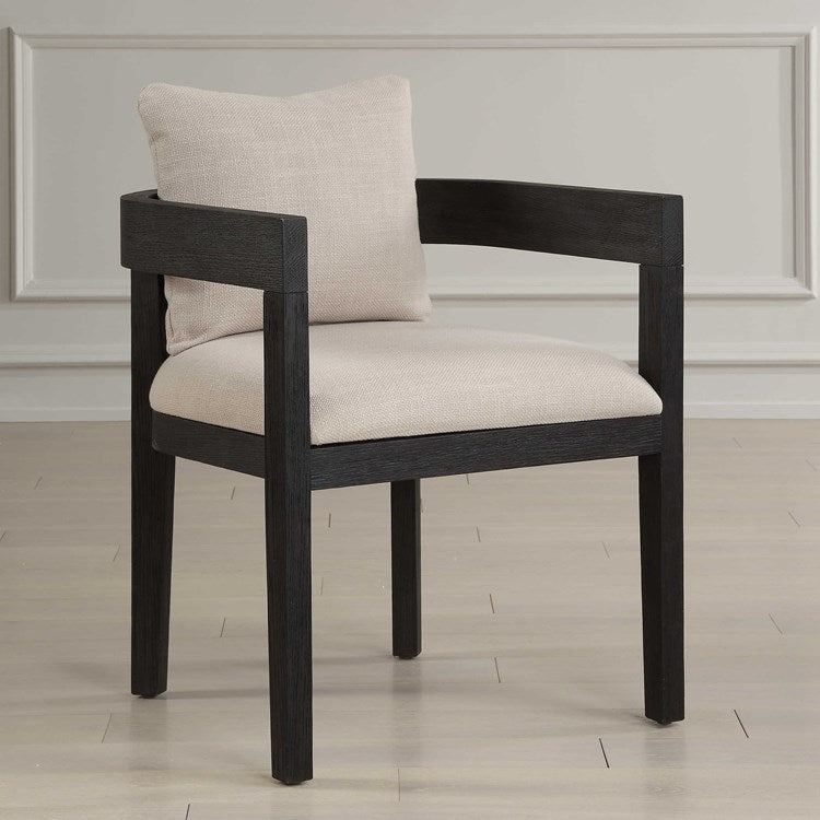 Uttermost Balboa Beige Linen Blend Fabric Dining Armchair - Image 1
