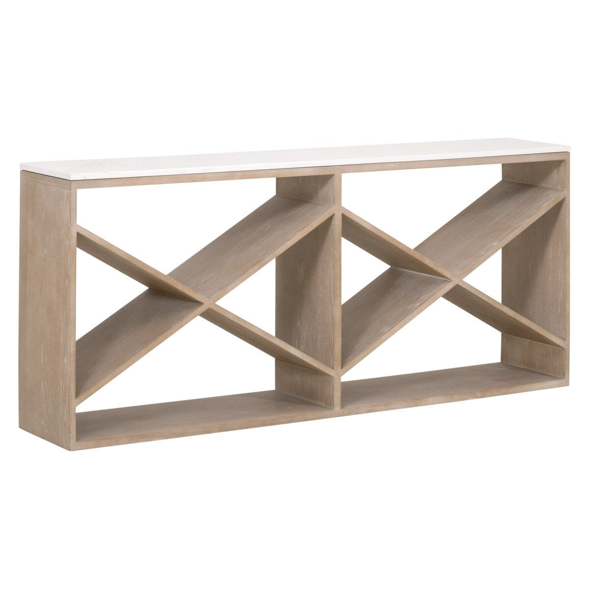 Essentials For Living Cellar Console Table ~ Smoke Gray Oak, White Quartz - Image 2