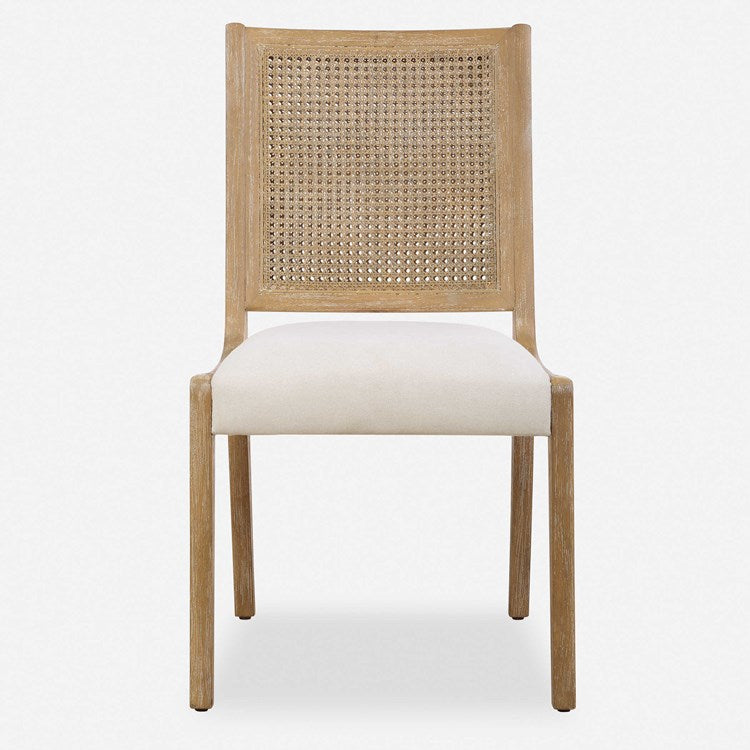 Uttermost Interweave Rattan Cane and Light Oak Ceruse Set of 2 Dining Chairs - Image 1