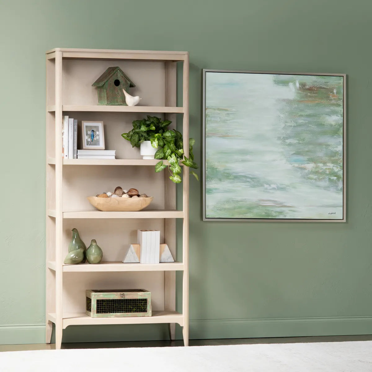 Crestview Collection Hint Of Greens Gold Framed Wall Art - Image 1