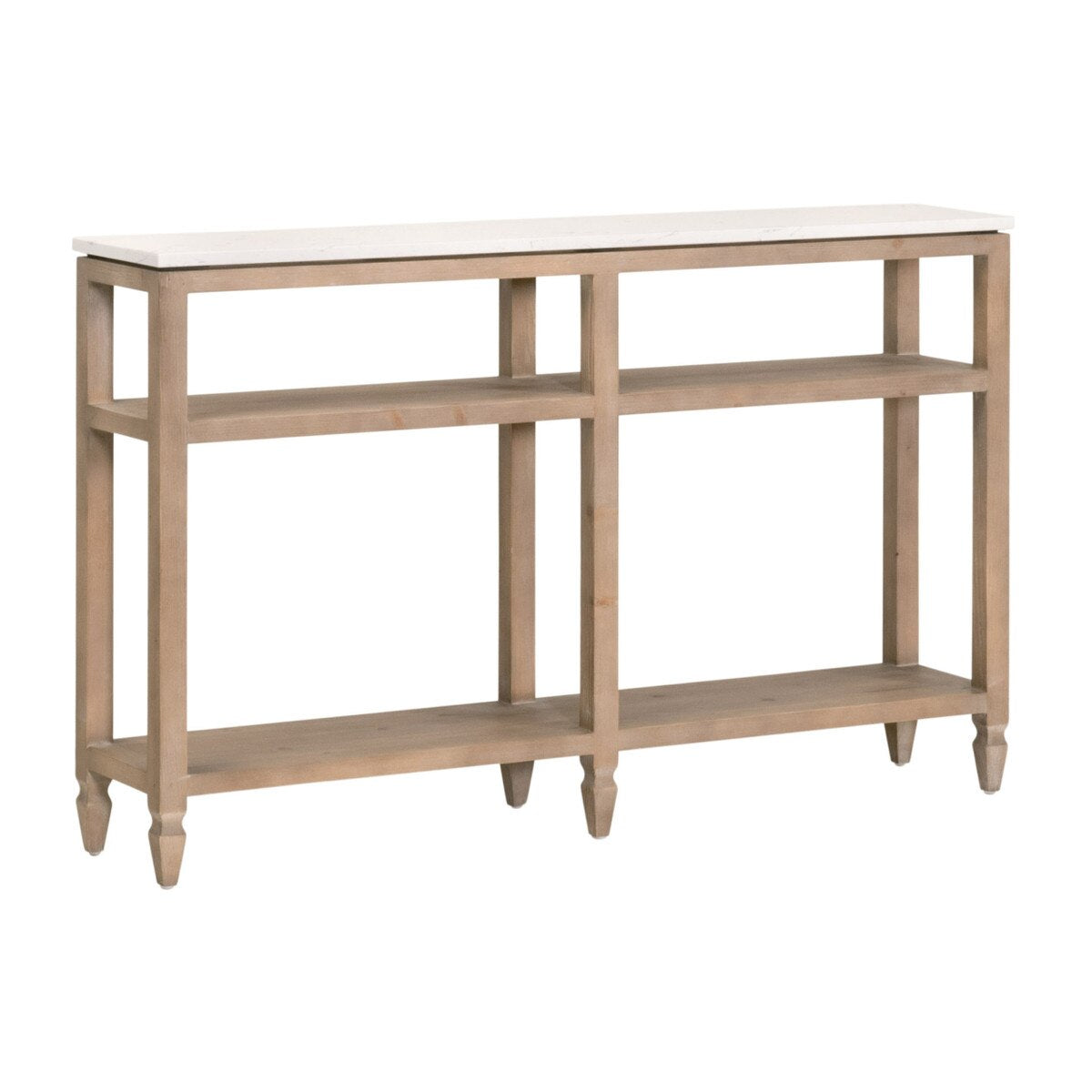 Essentials For Living Emerie Narrow Console Table ~ Smoke Gray Pine, White Quartz - Image 2