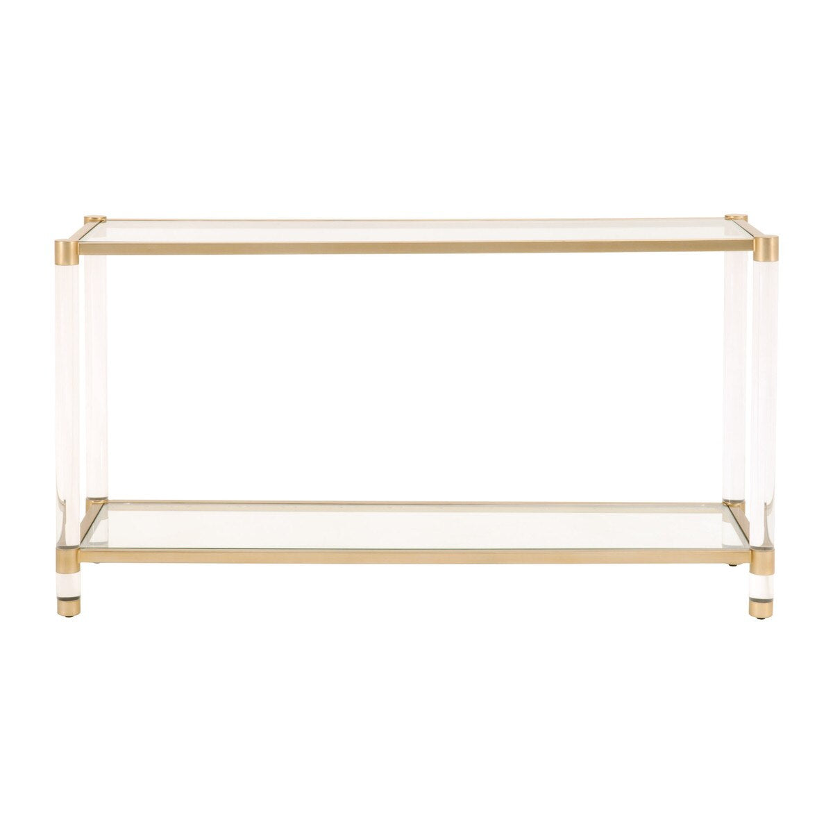 Essentials For Living Nouveau Console Table ~ Brushed Brass, Lucite, Clear Glass - Image 1