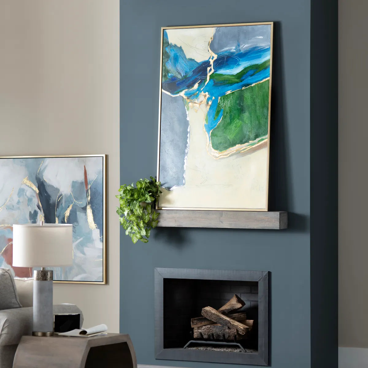 Crestview Collection Lablanc Bold Blues And Green Abstract Wall Art~ Set Of 2 - Image 1
