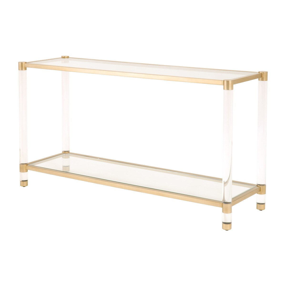 Essentials For Living Nouveau Console Table ~ Brushed Brass, Lucite, Clear Glass - Image 2