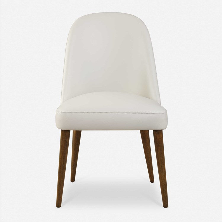 Uttermost Stiches Ecru Faux Pebbled Leather with Diamond Tufted Back Set of 2 Dining Chairs - Image 2
