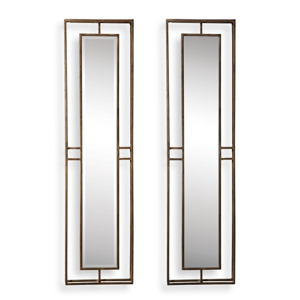 Uttermost Rutledge Contemporary Antique Gold Metal Mirrors ~ Set Of 2 - Image 3