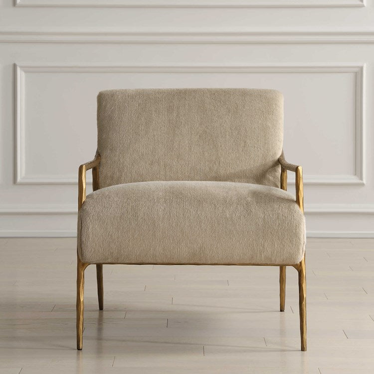 Uttermost Kashmir Soft Fawn Faux Fur Accent Chair - Image 2