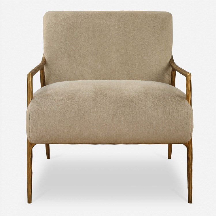 Uttermost Kashmir Soft Fawn Faux Fur Accent Chair - Image 3