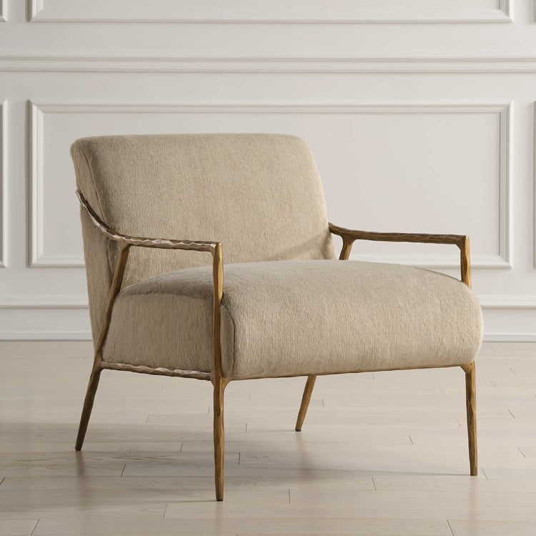 Uttermost Kashmir Soft Fawn Faux Fur Accent Chair - Image 1