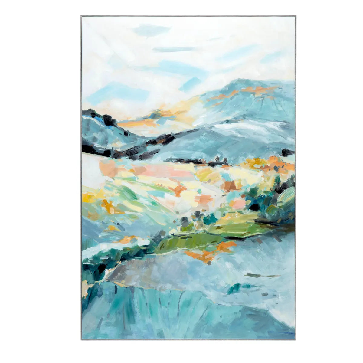 Crestview Collection Vibrant Hills Vibrant Blues, Greens, And Orange Wall Art - Image 1