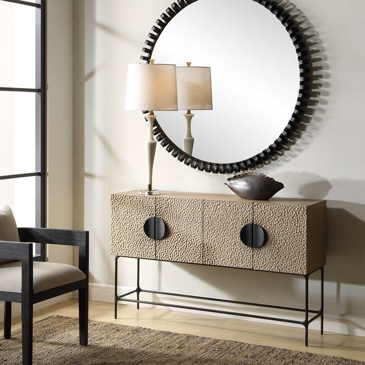 Uttermost Lunar Elm With Black Iron 4 Door Cabinet - Image 3