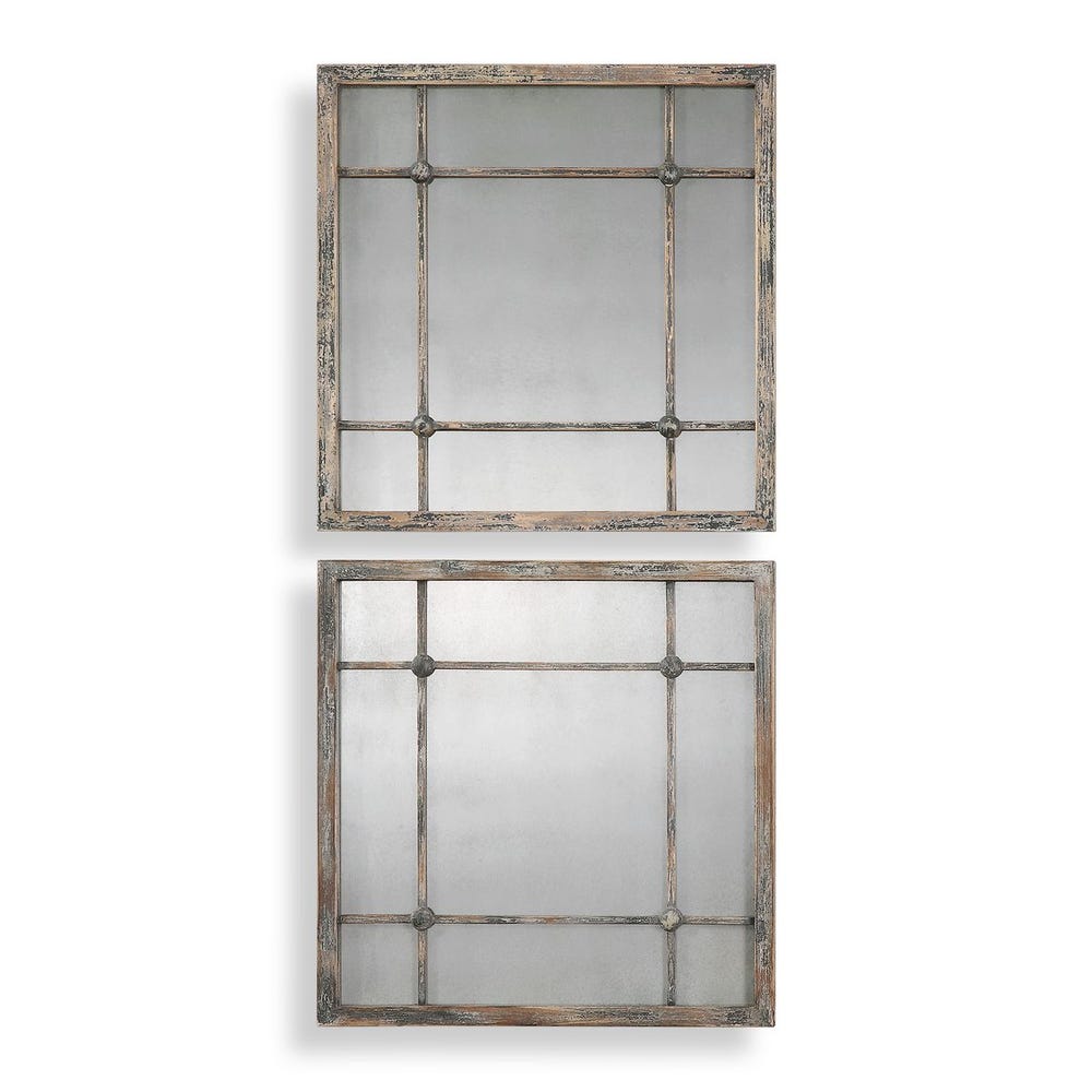 Uttermost Saragano Distressed Square Mirrors ~ Set Of 2 - Image 2