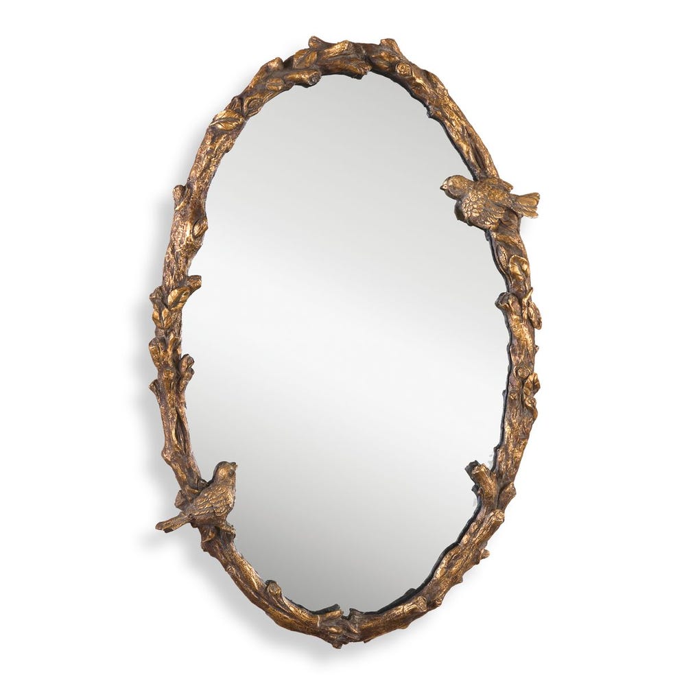 Uttermost Paza Distressed Antique Gold Leaf Oval Mirror - Image 3