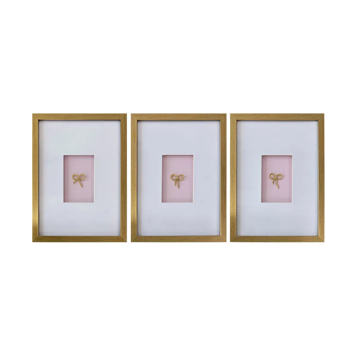 Crestview Collection Amelia Pink And Gold Bows Wall Art ~ Set Of 3