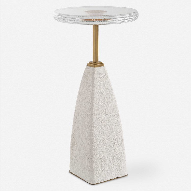 Uttermost Sora Seeded Glass Top With Sandstone Base Round Drink Table - Image 2