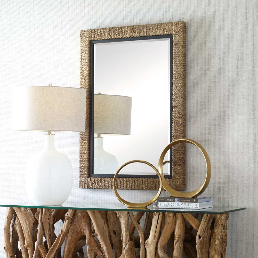 Uttermost Island Natural Braided Straw Mirror - Image 1