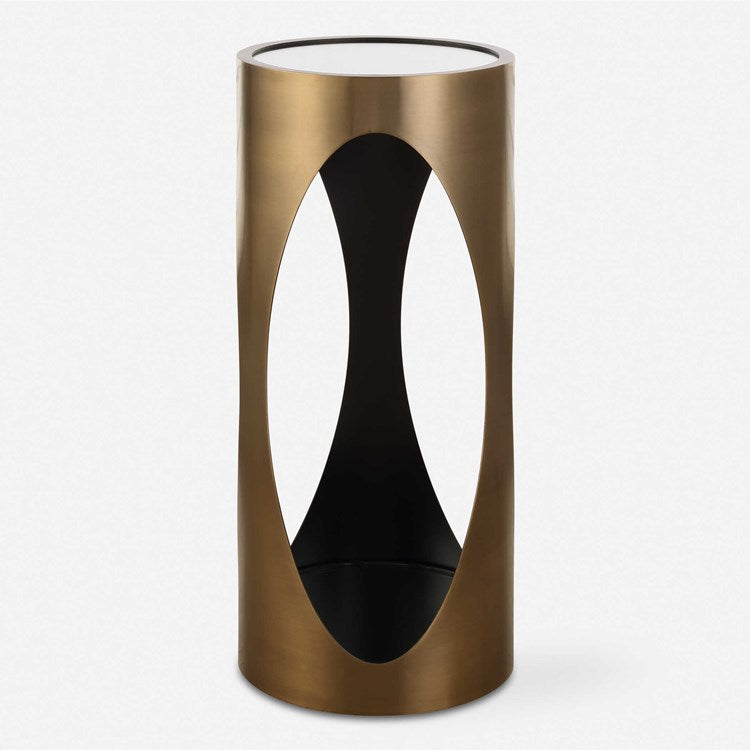 Uttermost Achilles Mirrored Top With Brushed Brass Round Drink Table - Image 2