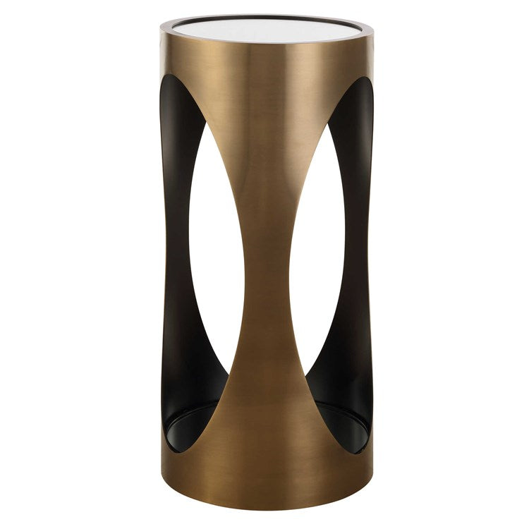 Uttermost Achilles Mirrored Top With Brushed Brass Round Drink Table - Image 3
