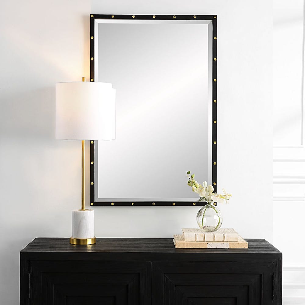 Uttermost Benedo Matte Black Iron Vanity Mirror - Image 1