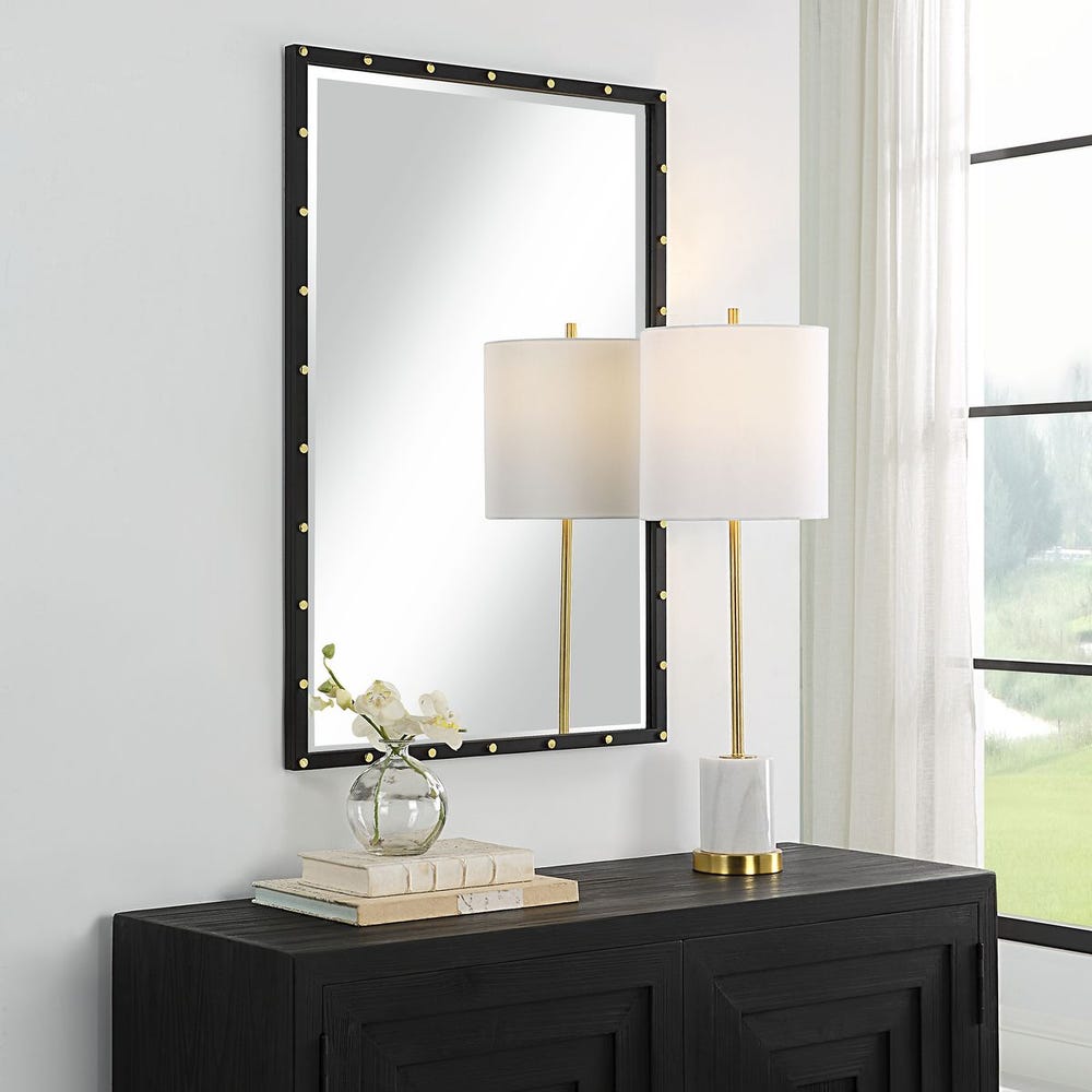 Uttermost Benedo Matte Black Iron Vanity Mirror - Image 2