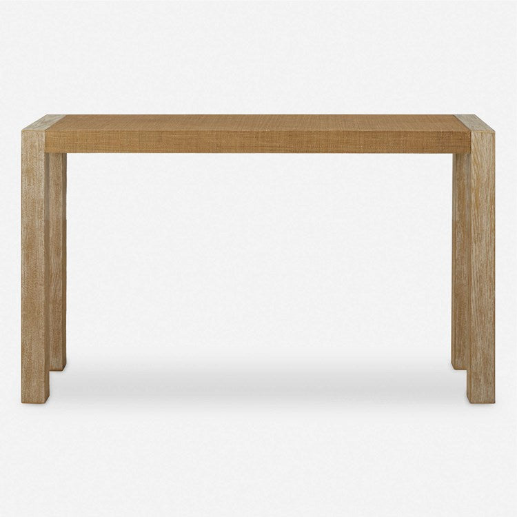 Uttermost Bentley Textured Grasscloth Top Organic Console Table - Image 2