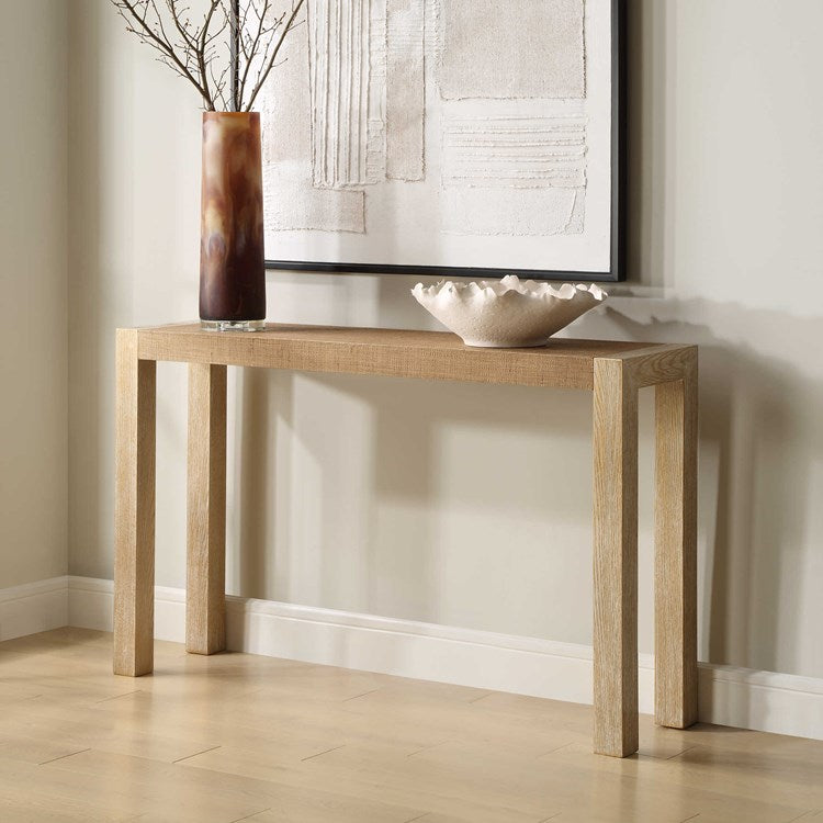 Uttermost Bentley Textured Grasscloth Top Organic Console Table - Image 3