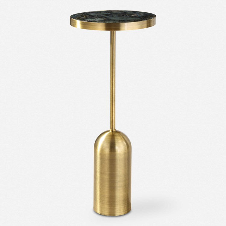 Uttermost Pascal Labradorite Top With Brushed Brass Finish Round Accent Table - Image 1