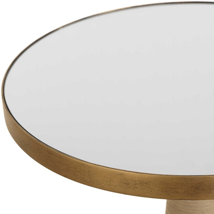 Uttermost Terra Mirrored Top With Natural Rattan Base Round Side Table - Image 3