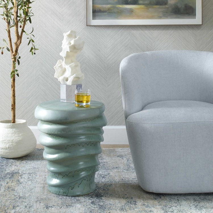 Uttermost Skye Aqua Glaze Round Garden Stool ~ Indoor or Outdoor Use